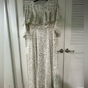 Dainty Jewells Cream Maxi Dress with Leaf Pattern